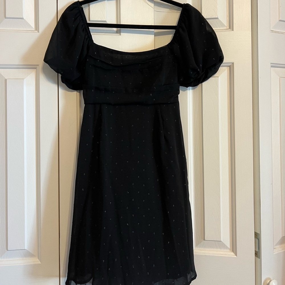 Altar'd State Black Puff-Sleeve Midi Dress